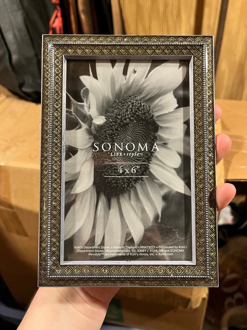 Sonoma Silver 4x6 Frame with Geometric Decorative Edge